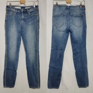 Pilcro Blue Denim Jeans with Yellow Side Stripe